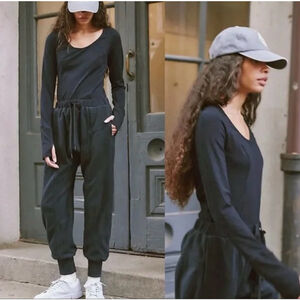 Free People Movement by Free People Make It Count Onesie Large Black